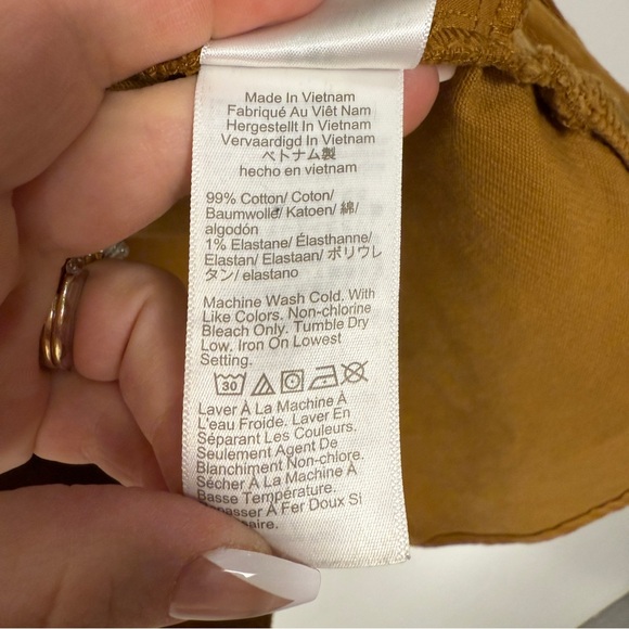 J.Crew Mustard Corduroy Button Front Shirt XS | Fall Cotton Stretch Utility Top - Picture 7 of 9